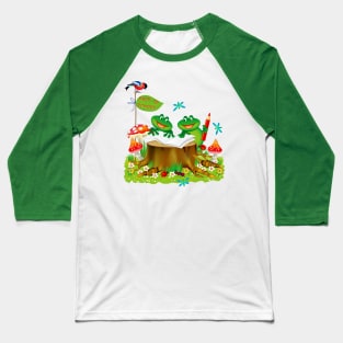 Print for kids. Back to school. Cute frogs learning. Baseball T-Shirt